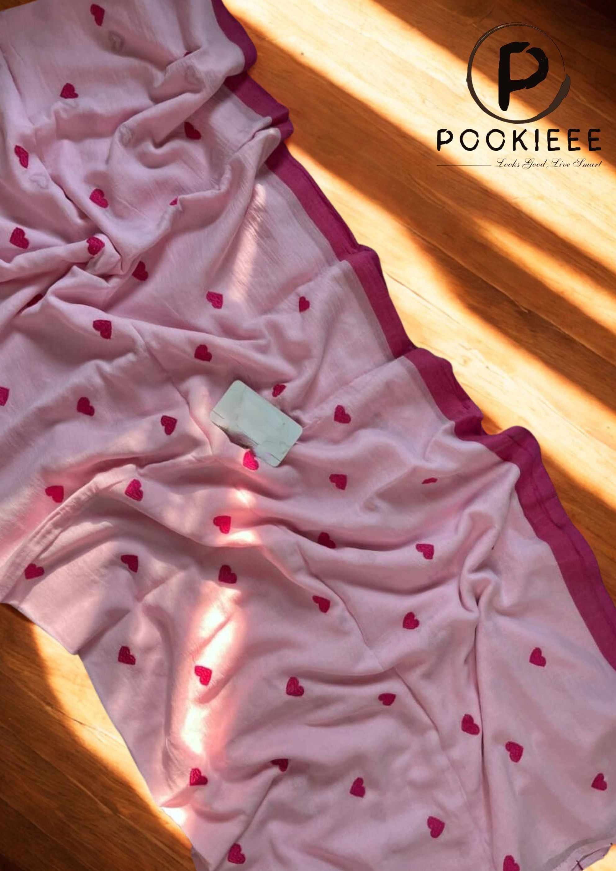 CK Khadi Saree with delicate LOVE embroidery Saree